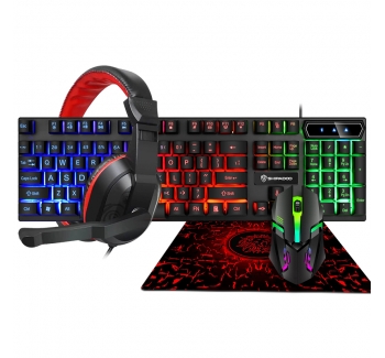 Cool lighting effect, wired keyboard, customized 4-piece set, wireless gaming, desktop computer, office