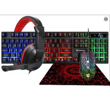 Cool lighting effect, wired keyboard, customized 4-piece set, wireless gaming, desktop computer, office