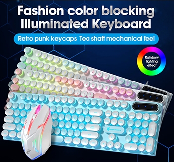 PT100  Punk keycap glowing wired keyboard mouse combination USB interface factory direct sales