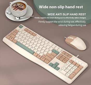 Gaming wired keyboard, three tone illuminated desktop laptop, office