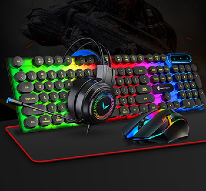 Backlit keyboard and mouse set, character glowing game, USB wired keyboard and mouse