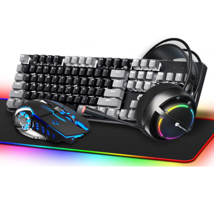 E-sports game office luminous keyboard, mouse headset, mouse pad three piece set, cool lighting effect